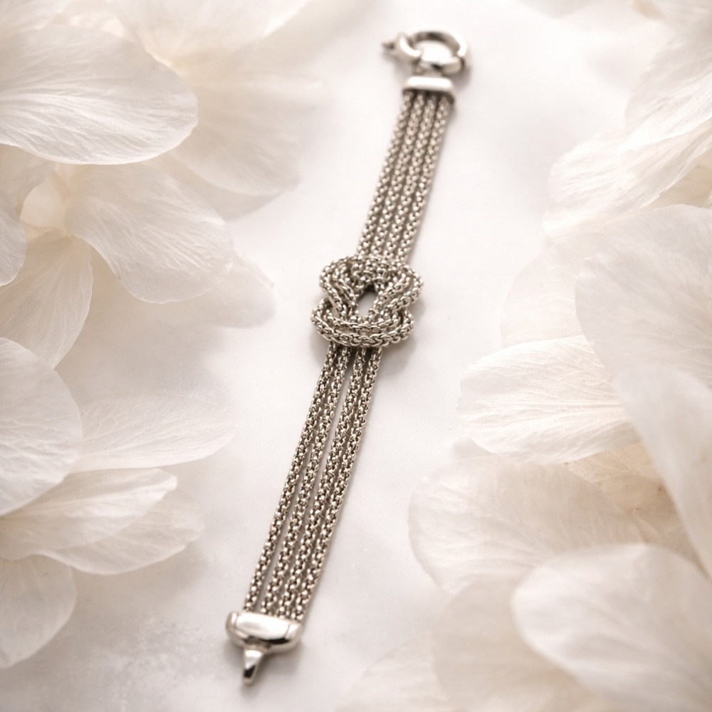 Sterling-Effect Multi-Chain Knot Bracelet in Silver